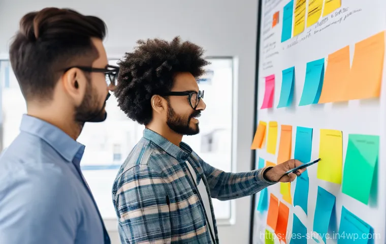 서비스 디자인 사고의 비즈니스 모델 혁신 - "A diverse team of professionals, including a designer, a marketer, and a developer, are gathered in...