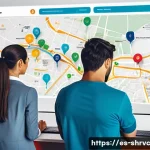 서비스 디자인 사고의 시각화 도구 활용하기 - A detailed and vibrant illustration of a user experience map for a Spanish-speaking banking service,...