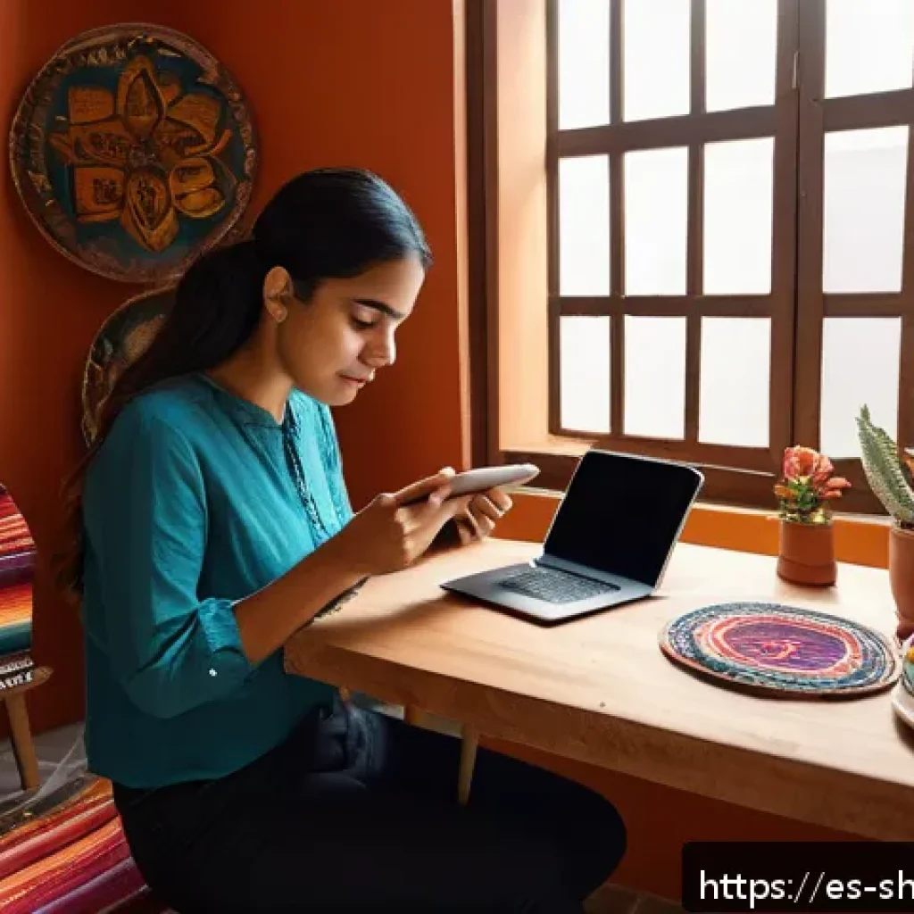 서비스 디자인 사고의 시장 분석 기법 - A detailed office scene showing a UX researcher observing a Hispanic woman using a smartphone app in...